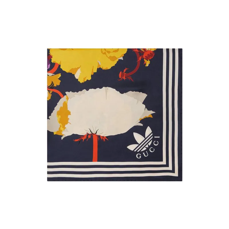 GUCCI X Adidas Maxi Flower Print Silk Scarf-1