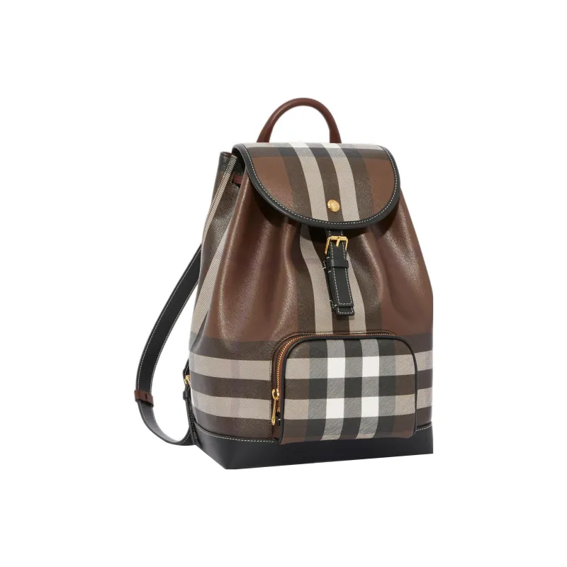 Burberry Cotton With Small Leather Trim Backpack Regular Women's Dark Maple Woody Brown-3