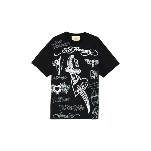 Ed Hardy T-Shirts Unisex Black E1OAM035