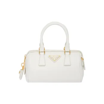 PRADA Saffiano Leather Top Handle Bag White