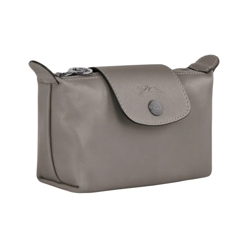LONGCHAMP Le Pliage Cuir Sheepskin Dumpling Bag Clutches Women's Streptopelia Gray-1