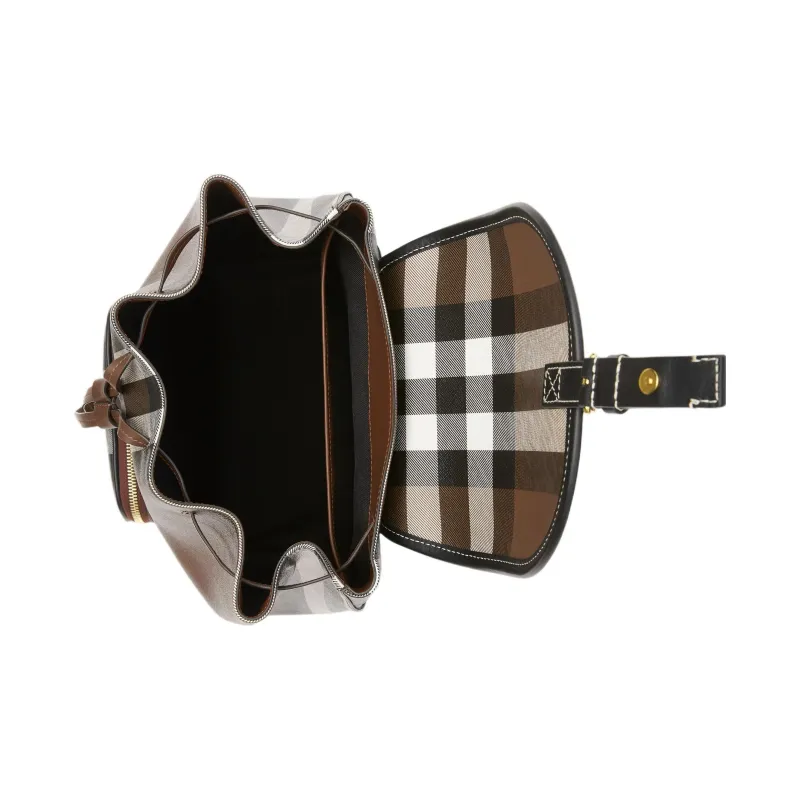 Burberry Cotton With Small Leather Trim Backpack Regular Women's Dark Maple Woody Brown-4