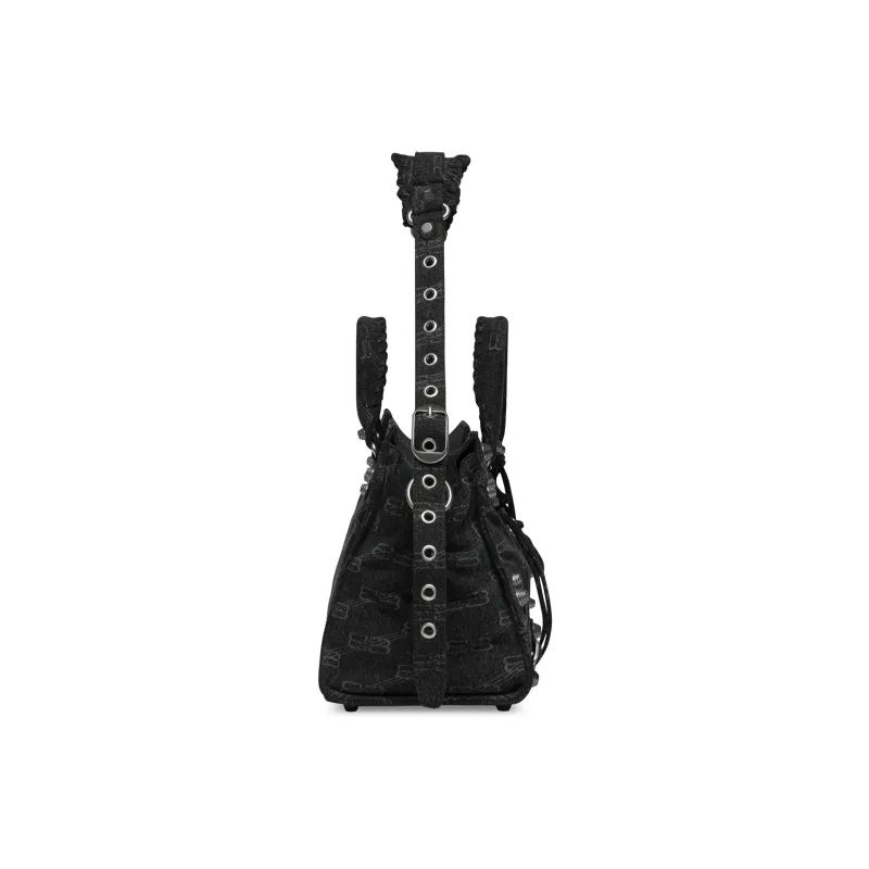 Balenciaga BB MONOGRAM Denim One Shoulder Handbags Regular Women's Black-3
