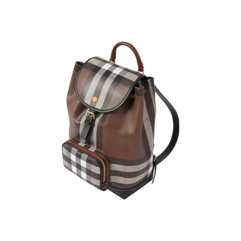 Burberry Cotton With Small Leather Trim Backpack Regular Women's Dark Maple Woody Brown-1