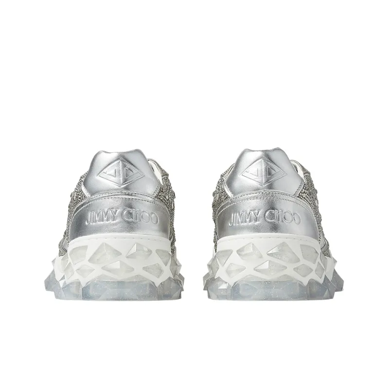 Jimmy Choo Diamond Low Top Fashion Sports Casual Shoes Women's Silver-3