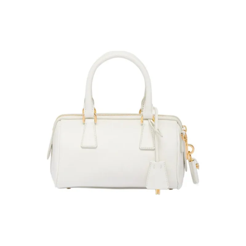 PRADA Saffiano Leather Top Handle Bag White-1