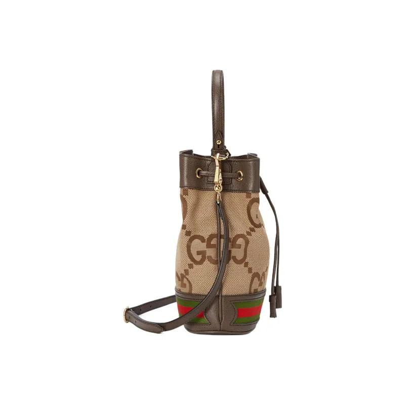 GUCCI Ophidia Canvas With Leather Binding Bucket Bag, Portable Crossbody Bag, Shoulder Bag Women's-3