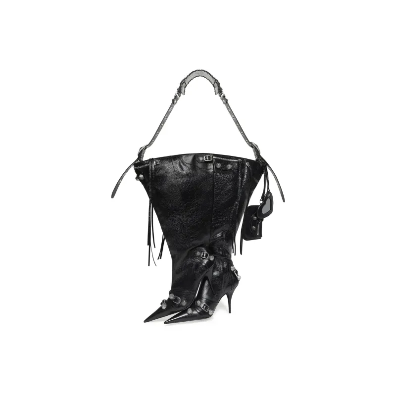 Balenciaga Le Cagole Sheepskin High Heels Style Crossbody Handbag Women's Black-1
