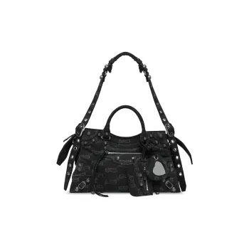 Balenciaga BB MONOGRAM Denim One Shoulder Handbags Regular Women's Black