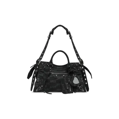 Balenciaga BB MONOGRAM Denim One Shoulder Handbags Regular Women's Black