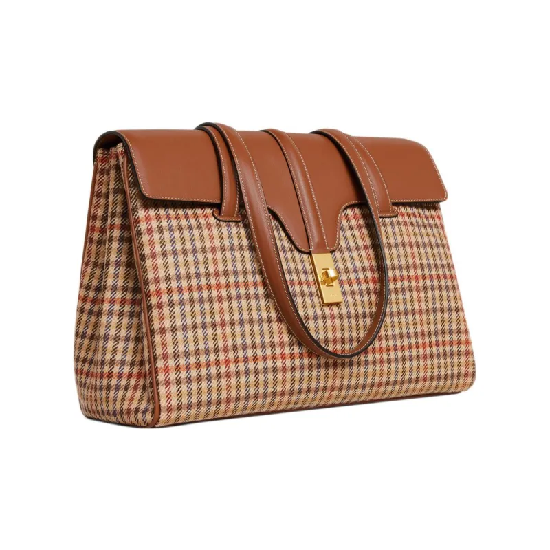 CELINE 16 Fabric Cow Leather Patchwork Binding One Shoulder Handbags Medium Size Women's Multicolor-2