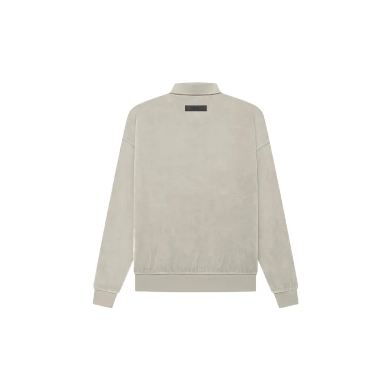 Fear Of God Essentials Women's Velour L/S Polo Smoke-1