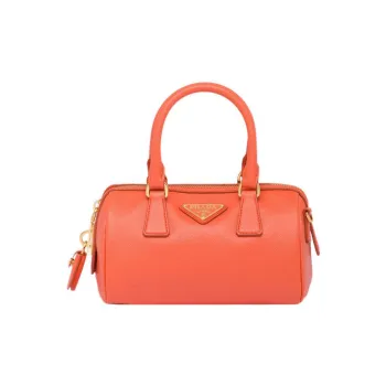 PRADA Saffiano Leather Shoulder Bag Crossbody Bag Handbag Women's Orange