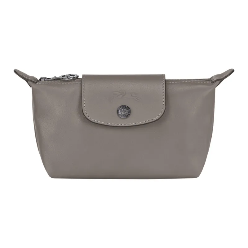 LONGCHAMP Le Pliage Cuir Sheepskin Dumpling Bag Clutches Women's Streptopelia Gray-0