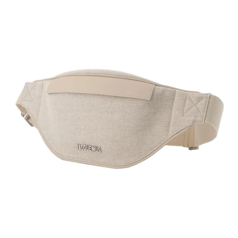 Jacquemus Textile Suede Trim One Shoulder Crossbody Fanny Pack Men's Beige-1
