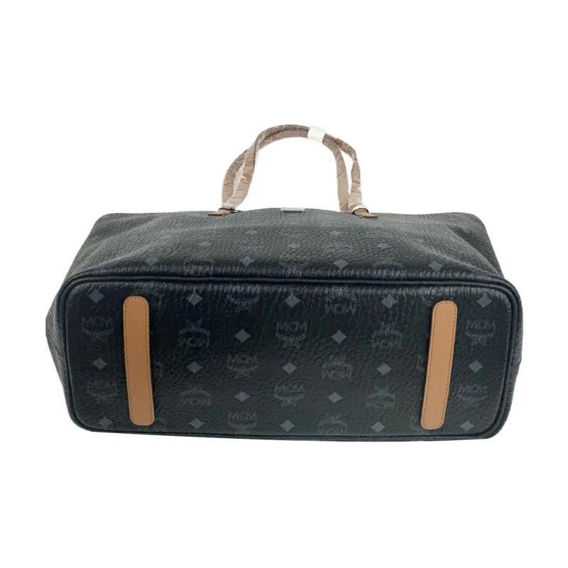 MCM Coated Canvas With Leather Tote Bag, Shopping Bag, Shoulder Bag Medium Size Women's Black-2