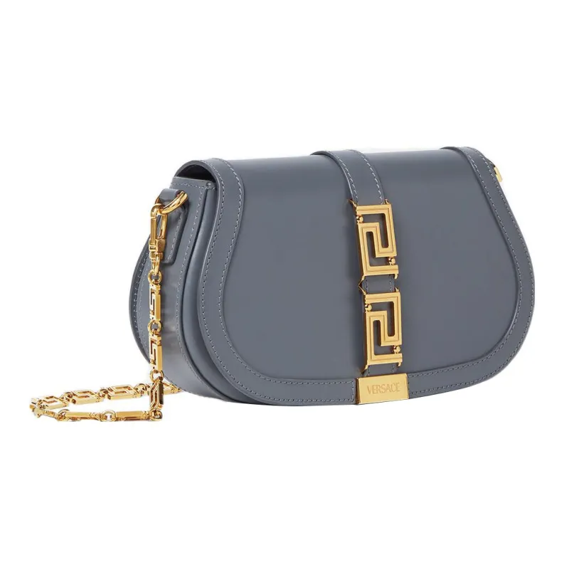 VERSACE Greca Goddess Cow Leather Portable Crossbody Bag, Shoulder Bag Women's Gray-1
