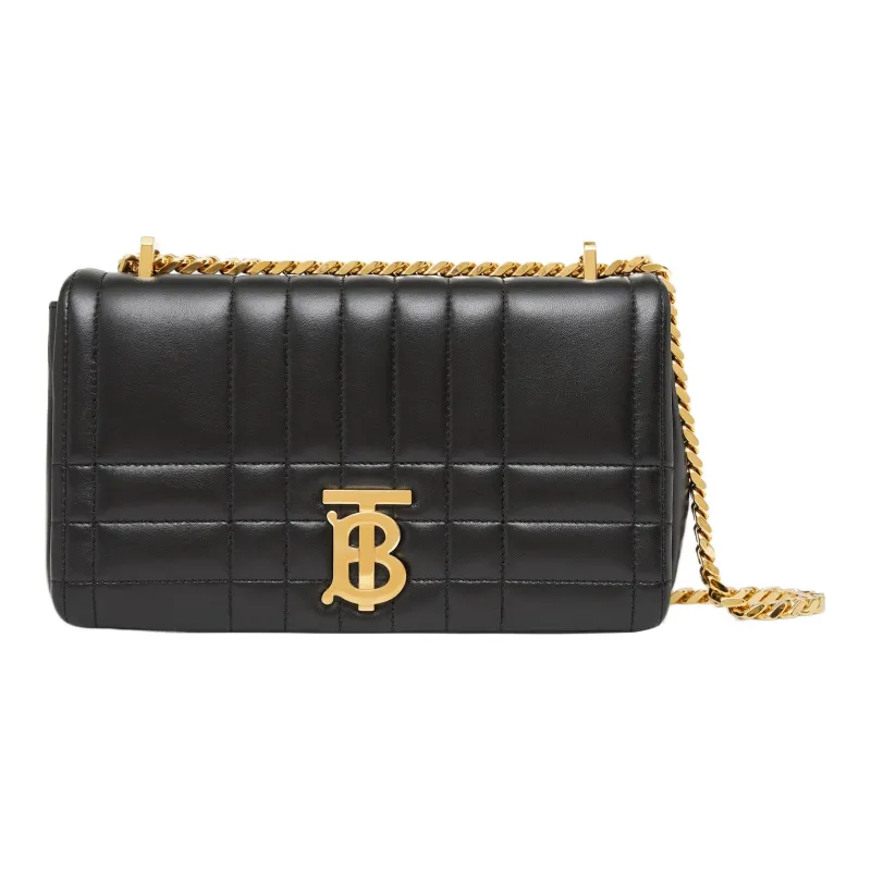 Burberry Quilted Leather Lola Bag Small Black/Gold tone-0
