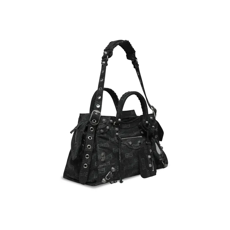 Balenciaga BB MONOGRAM Denim One Shoulder Handbags Regular Women's Black-2