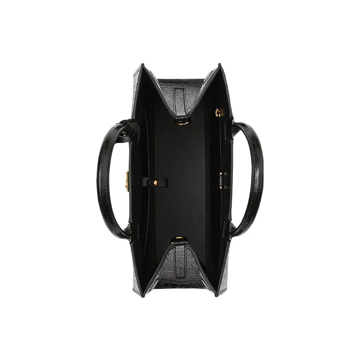 Burberry Frances Leather Tote Bag Shopping Bag Shoulder Bag Crossbody Bag Handbag Mini Women's Black-4