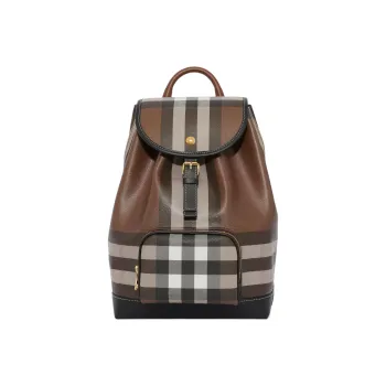 Burberry Cotton With Small Leather Trim Backpack Regular Women's Dark Maple Woody Brown
