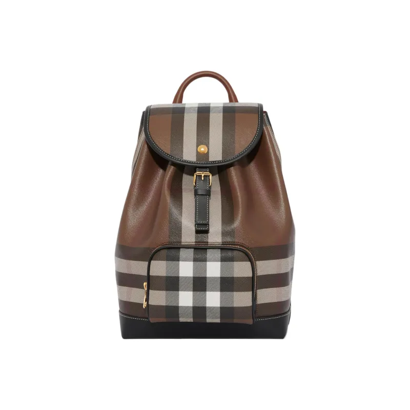 Burberry Cotton With Small Leather Trim Backpack Regular Women's Dark Maple Woody Brown-0