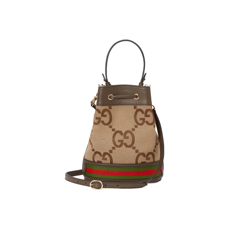GUCCI Ophidia Canvas With Leather Binding Bucket Bag, Portable Crossbody Bag, Shoulder Bag Women's-2