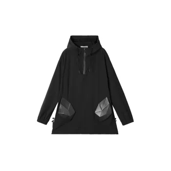 NORVINCY Solid Color Half Zip Hoodie With Open Front Unisex