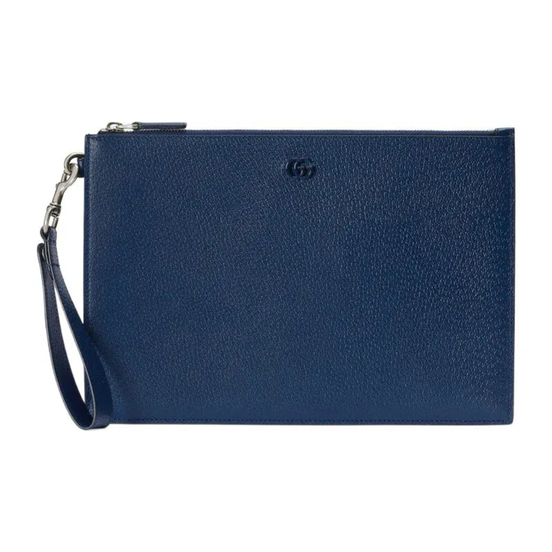 GUCCI GG Marmont Leather Clutch Unisex Royal Blue-0