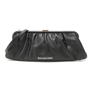 Balenciaga Cow Leather Clutch Shoulder Bag Crossbody Bag Women's Black