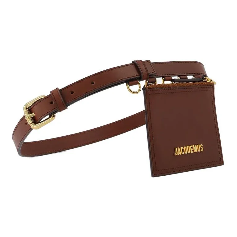 Jacquemus Fashion D-Shaped Ring Pouch With Metal Logo Belt Women's Brown-1