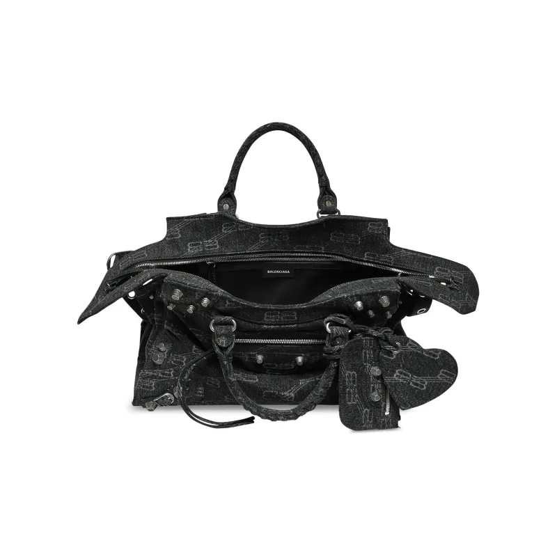 Balenciaga BB MONOGRAM Denim One Shoulder Handbags Regular Women's Black-4