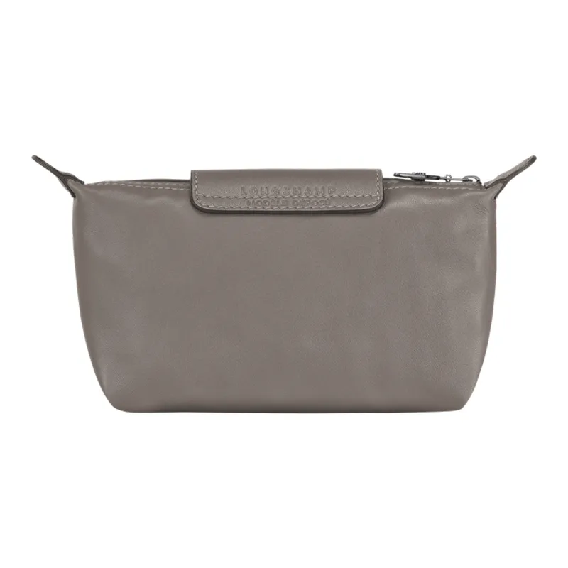LONGCHAMP Le Pliage Cuir Sheepskin Dumpling Bag Clutches Women's Streptopelia Gray-2