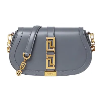 VERSACE Greca Goddess Cow Leather Portable Crossbody Bag, Shoulder Bag Women's Gray
