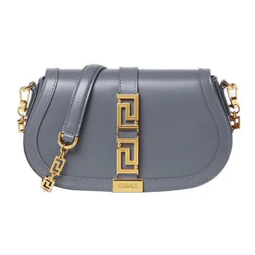 VERSACE Greca Goddess Cow Leather Portable Crossbody Bag Shoulder Bag Women's Gray