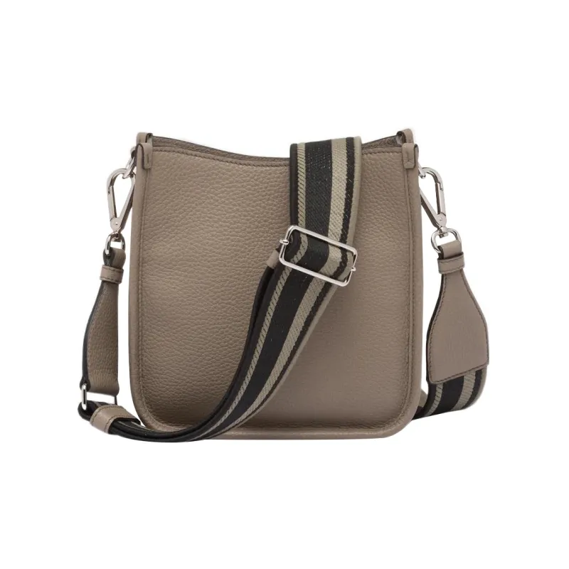 PRADA Triangle Leather Crossbody Bag Shoulder Bag Mini Women's Light Gray-1