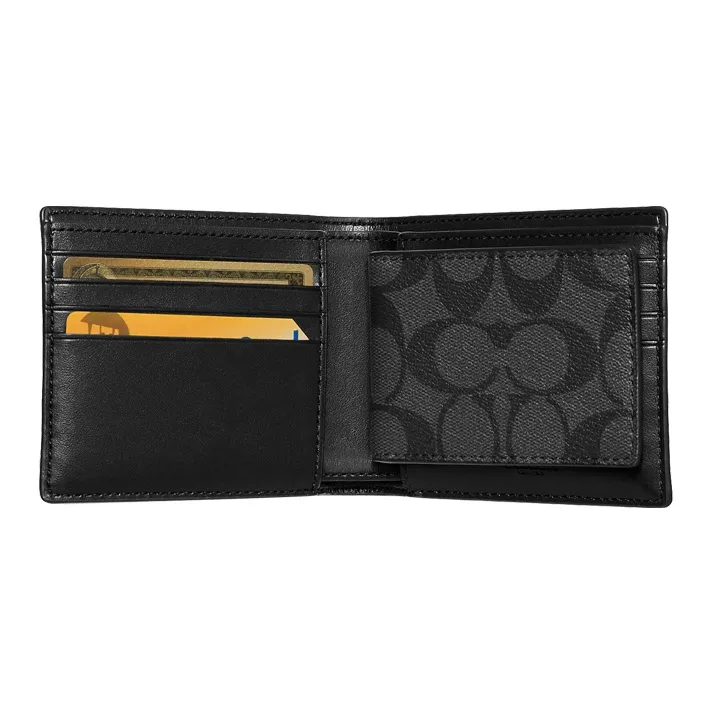 COACH Men 3 IN 1 Wallet Charcoal/Black-5