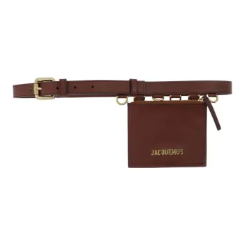 Jacquemus Fashion D-Shaped Ring Pouch With Metal Logo Belt Women's Brown