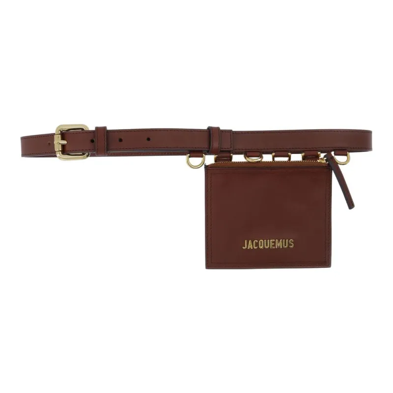 Jacquemus Fashion D-Shaped Ring Pouch With Metal Logo Belt Women's Brown-0
