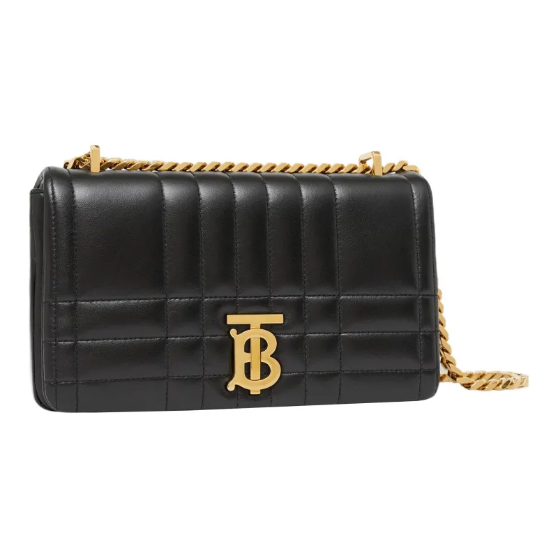 Burberry Quilted Leather Lola Bag Small Black/Gold tone-3
