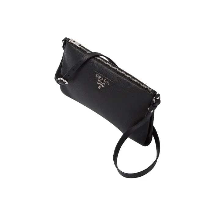 PRADA Leather Crossbody Bag Shoulder Bag Women's Black-1