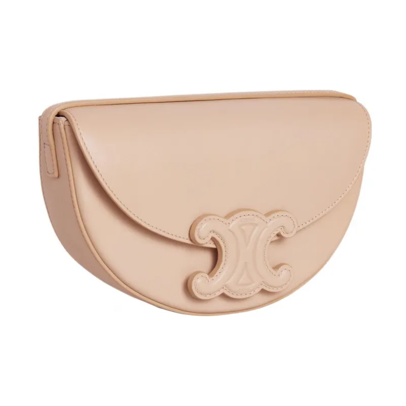 CELINE TriompheBesace Smooth Cow Leather Messenger Bag Crossbody Bag Shoulder Bag Women's Nude-2