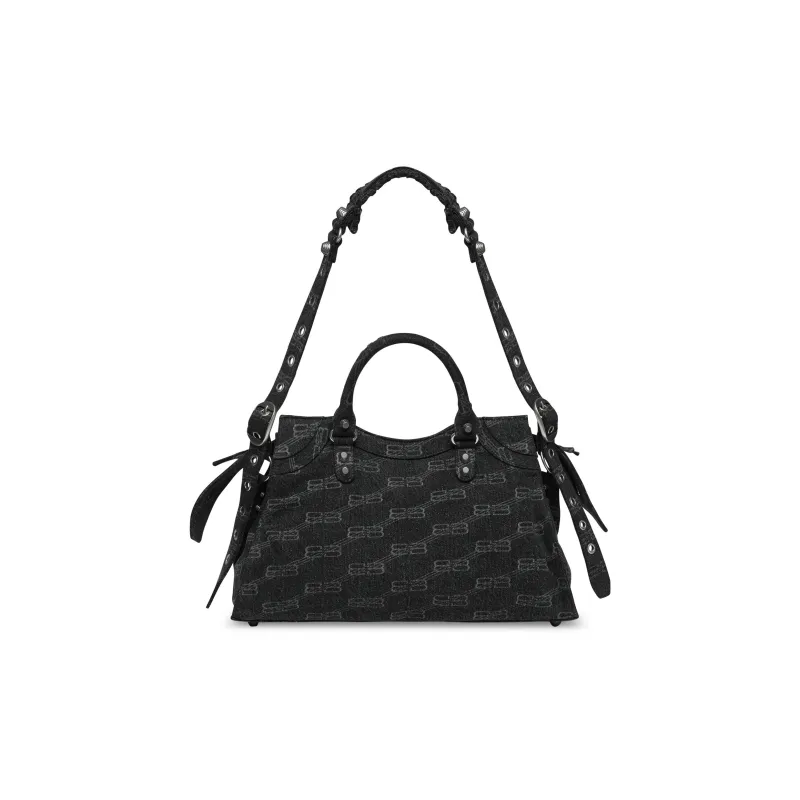Balenciaga BB MONOGRAM Denim One Shoulder Handbags Regular Women's Black-1