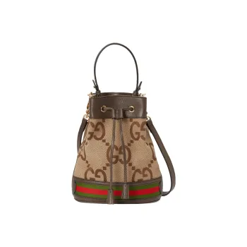 GUCCI Ophidia Canvas With Leather Binding Bucket Bag, Portable Crossbody Bag, Shoulder Bag Women's