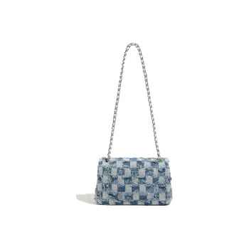 Miss Kung Denim Pearl Bag Chain Bag Small Square Bag Crossbody Bag Small Size Women's Denim Blue