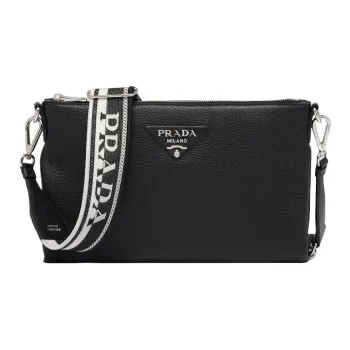 PRADA Leather Crossbody Bag Shoulder Bag Women's Black