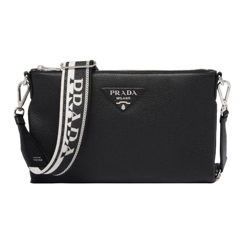 PRADA Leather Crossbody Bag Shoulder Bag Women's Black-0