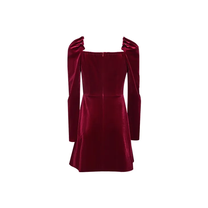 TAMMY TANGS A Line Skirt Dress Burgundy-1