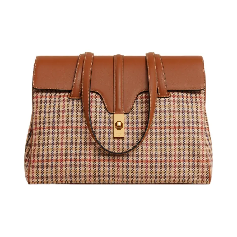 CELINE 16 Fabric Cow Leather Patchwork Binding One Shoulder Handbags Medium Size Women's Multicolor-0