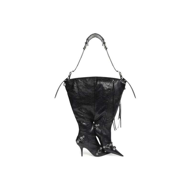 Balenciaga Le Cagole Sheepskin High Heels Style Crossbody Handbag Women's Black-2